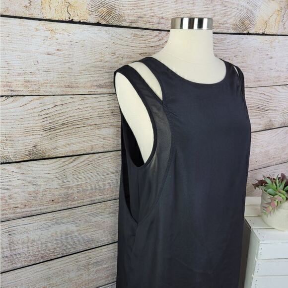 A. OK Black Cutout Mini Shift Dress Size S Sleeveless Round Neck Double Straps - Picture 5 of 9
